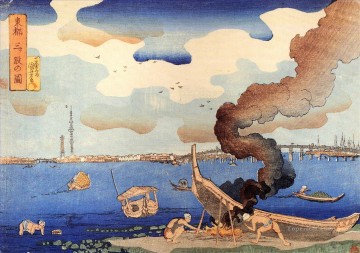 caulking boats Utagawa Kuniyoshi Ukiyo e Oil Paintings